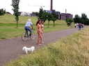 2 nude girls on bicycle and with dog 39